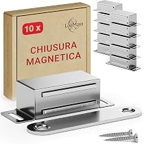 QWORK 2 Pezzi Chiusura Magnetica Tutto in Metallo - Forza di Tenuta 18kg - Calamite per Mobili Chiusura per Porte Armadi Cassetti