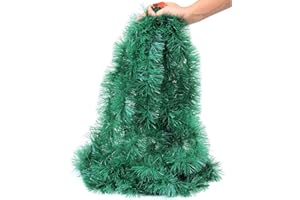 YUNSTK Girlanda bożonarodzeniowa z lametą, 10 m, błyszcząca girlanda choinkowa, puszysta dekoracja bożonarodzeniowa, girlanda na schody, Boże Narodzenie, imprezę, do użytku wewnątrz i na zewnątrz