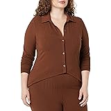 Amazon Essentials Cardigan con Colletto con Bottoni a Maniche Lunghe con Costine Larghe (in precedenza Daily Ritual) Donna
