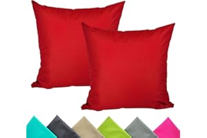 JACK 2er Set 40x40cm Outdoor Kissenhülle Kissenbezug Wasserfest Sitzkissen Lounge Kissen Garten Stuhl Lotus Effekt, Farbe:Rot