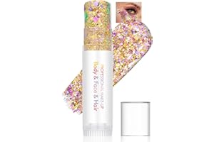LYSDEFEU Paillettes Visage,6 Couleurs De Paillettes Gel,Maquillage Festival Set Fluorescent Paillette Rose Dorée, Longue Durée de Vie, Imperméable, Accessoire de Festival Halloween pour Femme et Homme-23