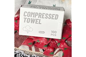 HI FINE CARE 100 Pcs Mini Disposable Face Towel, Hand Wipe, Camping Towel - Portable Compressed Coin Tissue for Travel/Home/Outdoor Activities (Individual Packaging)