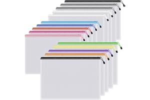 CDBUCC Plastic Wallets,15 Pack A4 Zip Wallets,Waterproof Zip Lock Bags,Multicoloured Document Wallets,Zip Lock Bags,School Office Supplies,Travel Storage,Ideal for Stationery,Documents,Tool Storage