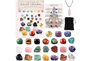 ‎PEIRANUP Adventskalender 2025 Frauen Kristalle, Weihnachts Countdown mit 24 Chakra-Kristallen und Identifikationsblatt, Perfekt zum Lernen, Sammeln und Dekorieren. Geschenkidee für Erwachsener und Kinder
