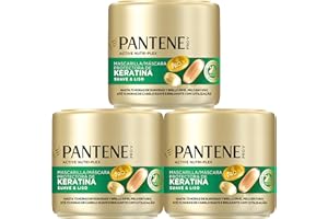 Pantene Pro-V Suave Y Liso Mascarilla Protectora De Keratina 3X300ml Para Pelo Encrespado Y Seco. Hasta 72H De Pelo Suave Y Brillante En Un Solo Uso