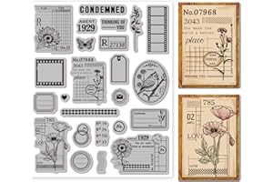 GLOBLELAND Timbro In Gomma Adesiva per Sfondo Art Journal Timbro Adesiva per Supporto Art Journal Timbri con Scritte per La Creazione di Biglietti e Decorazioni per Scrapbooking Fai Da Te