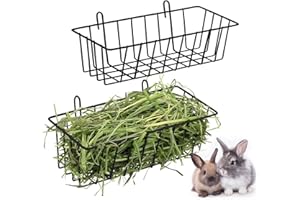 Fenytay 2 Hay Feeder, Bunny Hay Feeder For Cage, Metal Small Animal Feeding Basket, Cage Hay Feeder, Pet Hay Feeder With Hooks, Pet Cage Accessories For Small Animals Chinchillas Bunny