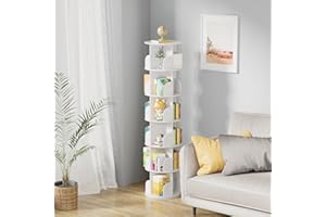tonchean Estantería giratoria de 6 niveles, 360°, Estantería de Almacenaje, multifuncional, estantería rotating blanca para dormitorio, habitación infantil, salón