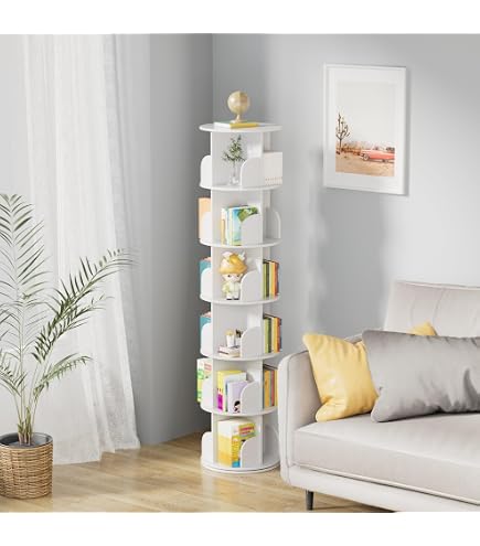 Bibliothèque Tournante 360° Heehee 3 Niveaux - En Pin Naturel Pour Enfants Et Adultes - Gain De Place