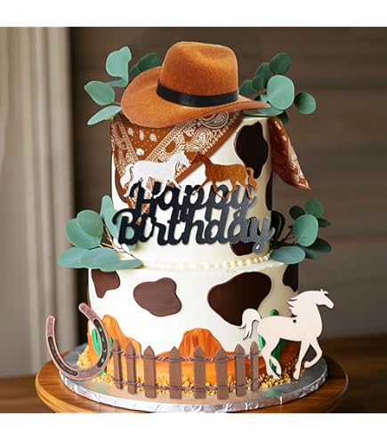 12 PCS Cowboy Cake Toppers, Western Cowboy Boot Hat Horse - View #3