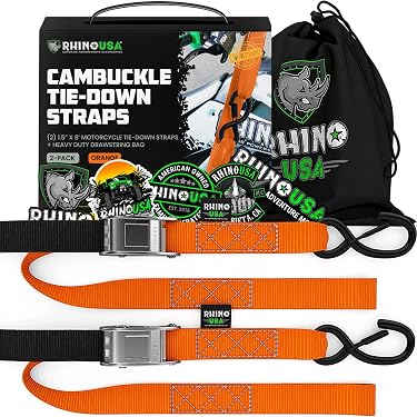 Cintas De Amarre Gorilla's Grip TD4BO Naranja/negro 38mm Pa' Moto Y Off-road