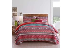 Qucover Juegos de Colcha para Cama Cama 180,Colcha 250x270cm con 2 Fundas de Almohada 50x90cm, Cubrecama Bohemio 100% Algodón Suave y Cómodo para Verano y Invierno, Colcha Bouti Manta para Cama y Sofá