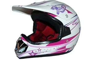Protectwear Kask motocrossowy dla dzieci/dziewcząt, MaX Racing, różowy cukierkowy biały połysk, V310f(ille), Rozmiar: 2XS / Młodzież M (51/52 cm)