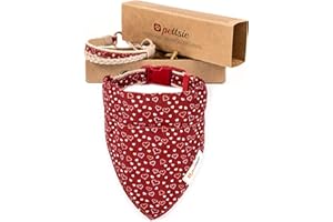 Pettsie Bandana pour Chien avec Collier et Bracelet d'amitié, Tailles réglables S, M et L, Foulard Bandana Amovible, Coffret Cadeau Inclus, pour Les Amoureux des Chiens, M, Rouge