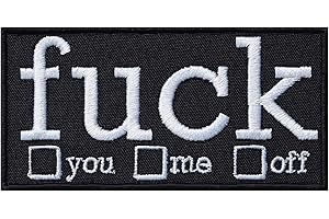 EXPRESS-STICKEREI F@$k You/me/Off – Embroidered Iron on Patch | Funny Taunting Words Iron on Patch Badge Sticker for Bikers | Sew on or Iron on Applique Patches for Clothes, or Bags (Black) | 90X45 mm