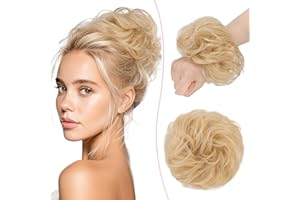 SEGO Pro Chignon Finto in Capelli Umani Elastici Chignon Finti Ondulato Capelli Naturale Coda di Cavallo Spessi Updo per Donne Ragazze (#613 Biondo Chiarissimo,25g)