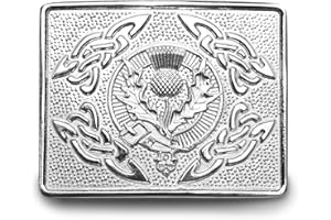 KILT EMPORIUM Celtic Knot Kilt Belt Buckle, Traditional Scottish Thistle Design