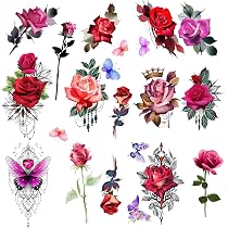 Grande tatuaggio temporaneo del fiore della rosa, tatuaggio ...