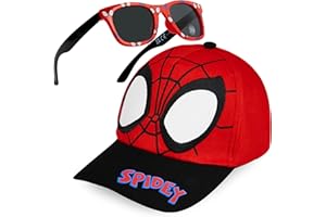 Marvel Spiderman Cappello con Visiera e Occhiali da Sole Bambino Cappello Baseball Regolabile Occhiali da Sole Bambini Protezione UV400