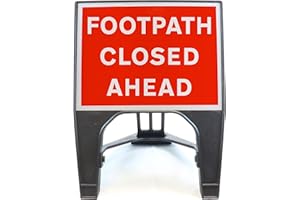STREET SOLUTIONS UK Footpath Closed Ahead 600x450mm Road Sign - Plastic Temporary Road Street Traffic Safety Sign for Road and Street Works - Freestanding with Reflective Sign Face