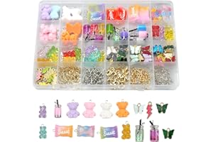 burkfeeg Schmetterling Bär Anhänger Set, DIY Halsketten Ohrhänger Set,Charms für Schmuckherstellungs Kits