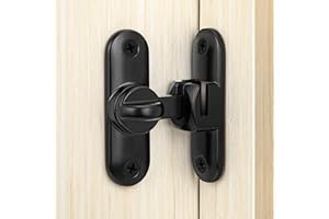 Heveer Verrou de Porte pour Portes Coulissantes 90/180 Degrés Serrure de Porte avec Vis pour Porte de Grange Coulissante Cuisines Fenêtre Noir