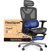 FLEXISPOT ErgoX Silla Escritorio con Reposapi&eacute;s, Silla Ergonomica Escritorio con Soporte Lumbar, Respaldo 5D Ajustable, Incli
