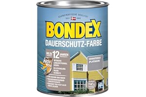 Bondex Dauerschutz Farbe Granitgrau (Platinum) 0,75 L für 7 m² | Hervorragende Farbstabilität | Wetter- und UV-Schutz - bis zu 12 Jahre | Seidenglänzend | Dauerschutzfarbe | Holzfarbe