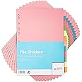 [10 Pack] A4 File Dividers 12 Part | A4 Subject Dividers 12 Part Card Folder Dividers Multi Hole Punched in Assorted Colours | Fit All A4 Portrait File Dividers (10)