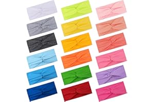 FEQO 18 Pièces Bandeau Cheveux Femme Élastique Bandeau Cheveux Large Serre Tête Croix Noué Bandeaux de Sport Antidérapant pour Fille Femme Yoga Sport, 18 Couleurs