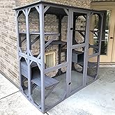 X-ZONE PET Catio Wooden Cat Hoe, Outdoor 3 Floors Cat Enclosure Indoor Large Kitten Playpen With Hammock Resting Box Cat Cage Waterproof Roof P 45329767