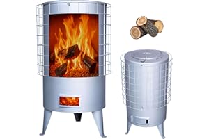 EL BAÑO MODERNO Estufa de Leña Redonda, Estufa Pellets con Potencia 8.8 KW Para Calentar Superficie De 50 M², Estufas de Leña Grande, Chimeneas de Leña y Carbon, Estufa Leña Interior, Estufa Leña Gris - Baño Moderno