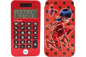 Lexibook, Miraculum Biedronka Czarny Kot, kalkulator kieszonkowy, konwencjonalne i zaawansowane funkcje kalkulatora, sztywna obudowa ochronna, z baterią, czerwony, C45MI