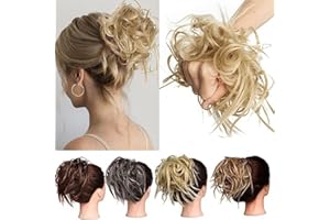 ‎TESS TESS Haarteil Dutt Haargummi mit Haaren Glatt struppige Haarknoten Hochsteckfrisuren günstig Haarverlängerung für Frauen 45g Mittelblond