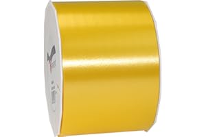 PRÄSENT C.E. PATTBERG Cinta regalo color amarillo, 91 m de cinta embalar para rizar, 90 mm ancho para manualidades, decoración y envolver regalos para cualquier ocasión