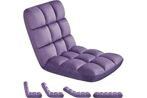 Yaheetech Floor Chair with Back Support, Comfy Floor Sofa for Adult, Floding Lounge Chair with 14 Adjustable Positions for Lounge, Gaming Reading and Meditation, Purple