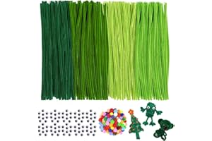 LHOEST Zielony zestaw do czyszczenia fajek, 600 sztuk, zielone, kwiaty, zielony drut szenilowy, kwiaty, zestaw do czyszczenia fajek, zestaw do czyszczenia kwiatów, pipecleaner
