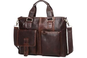 UBaymax Bolso de Hombre,Maletin Cuero para 15/17 Pulgadas Ordenador Portatil,Maletín de Piel Multifuncional,Bolsa de Mensajer para Caballero,Bolsa Ejecutivo para Trabajo/Viaje (15,6'' Marrón Oscuro)