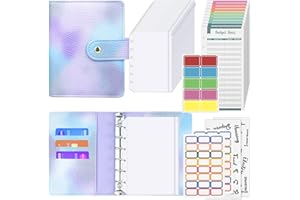 SIMDAO Juego de cuadernos A7, de piel sintética, hojas sueltas con 12 bolsillos de encuadernación, 12 hojas presupuestarias, organizador de dinero para planificadores financieros, ahorro de dinero