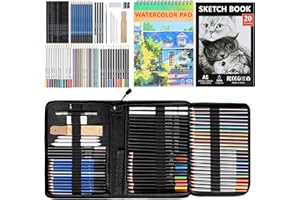 TAVADA Professionelle Aquarell Bleistifte, 76-teiliges Zeichenset, Buntstifte Farbstifte, zeichnen zubehör set Malset mit Skizzenbuch und Aquarellpapier, für Künstler Anfänger Schüler Kinder