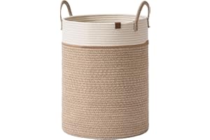 LA JOLÍE MUSE LA JOLIE MUSE Panier de rangement en corde de coton tressé - Grand panier à linge pour couverture, jouets pour enfants, panier à linge, taille XL, désert