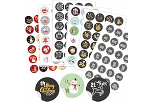 ‎GALLOP CHIC 6 x 24 verschiedene Adventskalender Zahlen Aufkleben - 24 Sticker Nummern Aufkleber für Weihnachten zum Selber Basteln und Dekorieren, Runde Weihnachtskalender Zahlenaufkleber 40 mm