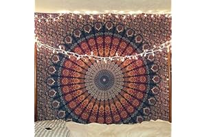 GLITZFAS Mandala Wandteppich Tapisserie Indische Tuch Böhmische Wandtuch Wandkunst Schlafzimmer (E,200 x 150 cm)