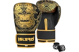Islero EVO Fitness Matte Black Boxing Gloves Men Punch Bag Women MMA Muay Thai Martial Arts Kick Boxing Sparring Training Fighting Gloves With Hand Wraps
