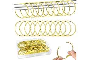 GAODUANLUOLUO 40 Stück Vorhangringe Metall, 50mm Gardinenringe zum Öffnen, Duschvorhang Ringe, Vorhang Hängend Ringe für Duschvorhänge und Gardinenstangen Buchringe (Gold)