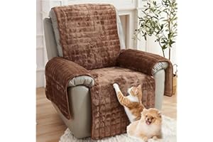 ZGDDPZA Recliner Chair Cover with Armrests, Non-Slip Thickened Flannel Sofa Protector for 1/2/3 Seater Armchairs, Soft Warm Snuggle Chair Cover for Pets and Kids