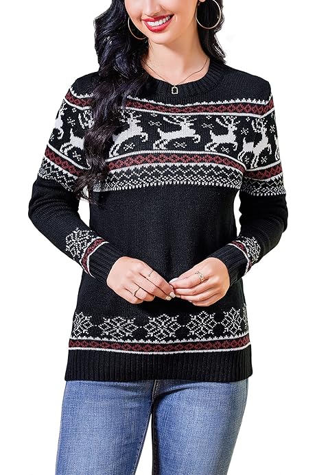 Kerstshirt voor dames, kersttrui met lange mouwen, grappige kersttrui met lange mouwen, cadeaus voor vrouwen, grappig T-shirt, lange mouwen, ronde hals, rood B, L