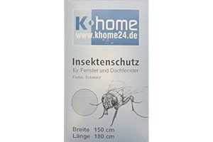 KHOME Insektenschutz Fliegengitter für Dachfenster und Fenster mit Reißverschluss, 150 x 180 cm