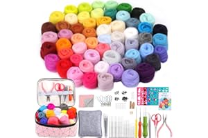 Wamkon 215 Stück Filzset Nadelfilz Set Filzset für Anfänger Filzen Starterset mit Filz Wolle in 60 Farben, Filznadeln Schaumstoffmatte, Filzformen und Aufbewahrungsbox für DIY-Handwerk