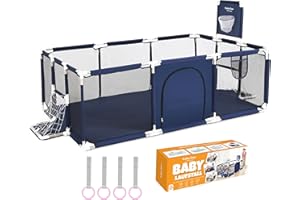 GUBBY GUPS® Laufstall Baby Bällebad Baby Laufgitter mit Basketballkorb (und Fussballtor),188x124x66cm und als Lauflernhilfe
